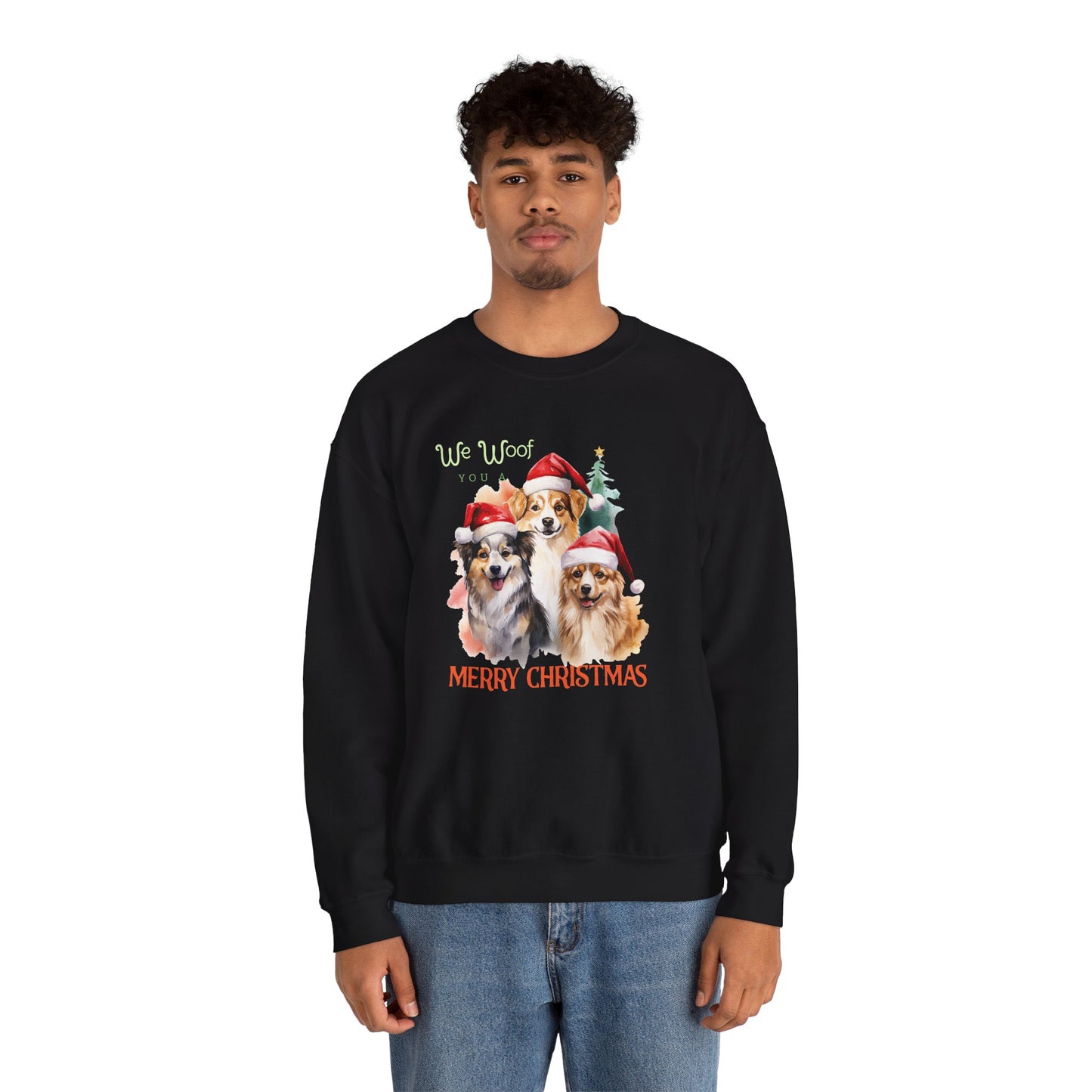 "We Woof You a Merry Christmas" Trio Dog Unisex Sweatshirt