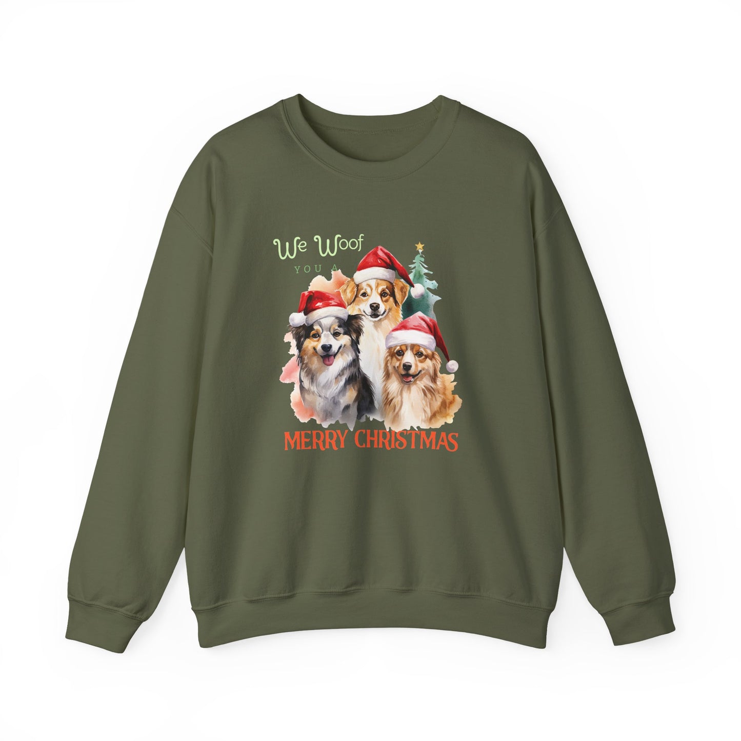 "We Woof You a Merry Christmas" Trio Dog Unisex Sweatshirt