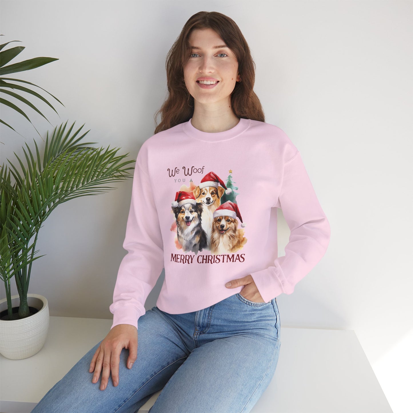 "We Woof You a Merry Christmas" Trio Dog Unisex Sweatshirt