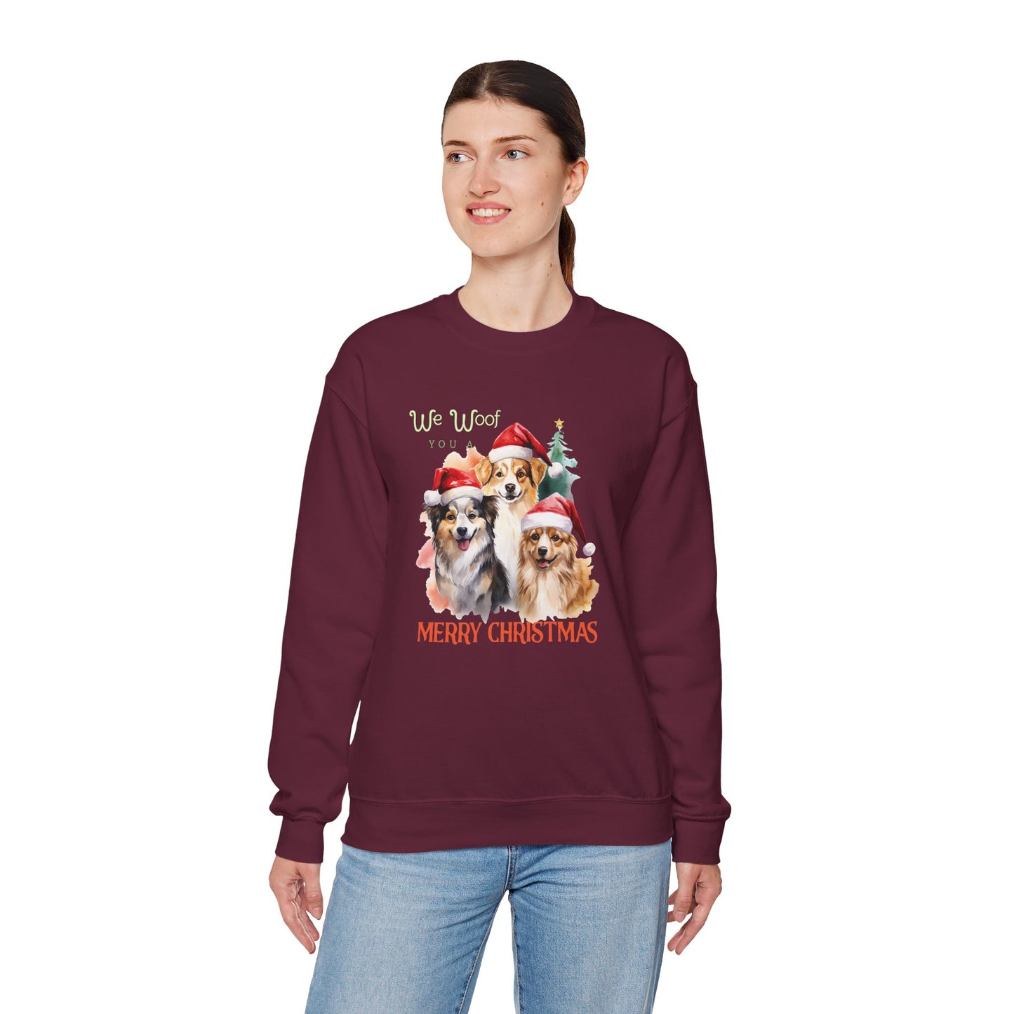 "We Woof You a Merry Christmas" Trio Dog Unisex Sweatshirt