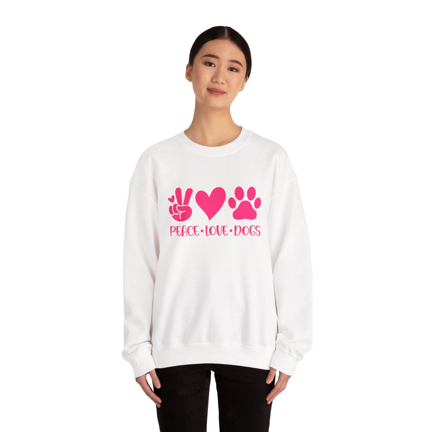 Peace Love Dogs Pink Graphic  Sweatshirt