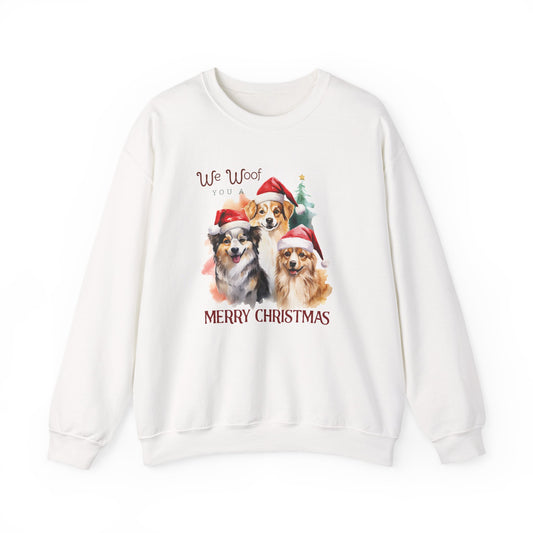 "We Woof You a Merry Christmas" Trio Dog Unisex Sweatshirt