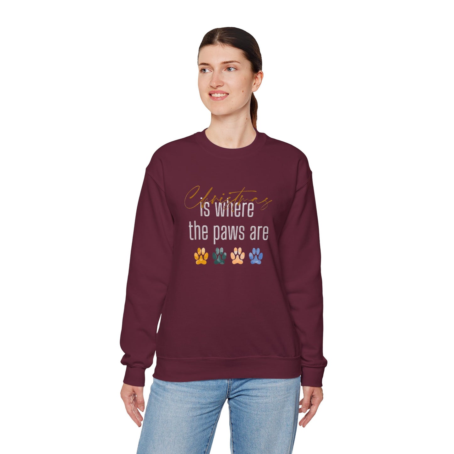 Dog Paw Print Christmas Unisex Sweatshirt