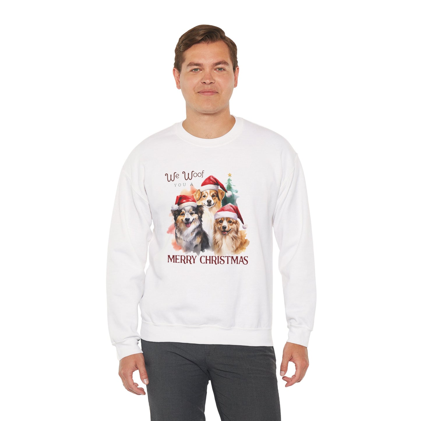 "We Woof You a Merry Christmas" Trio Dog Unisex Sweatshirt