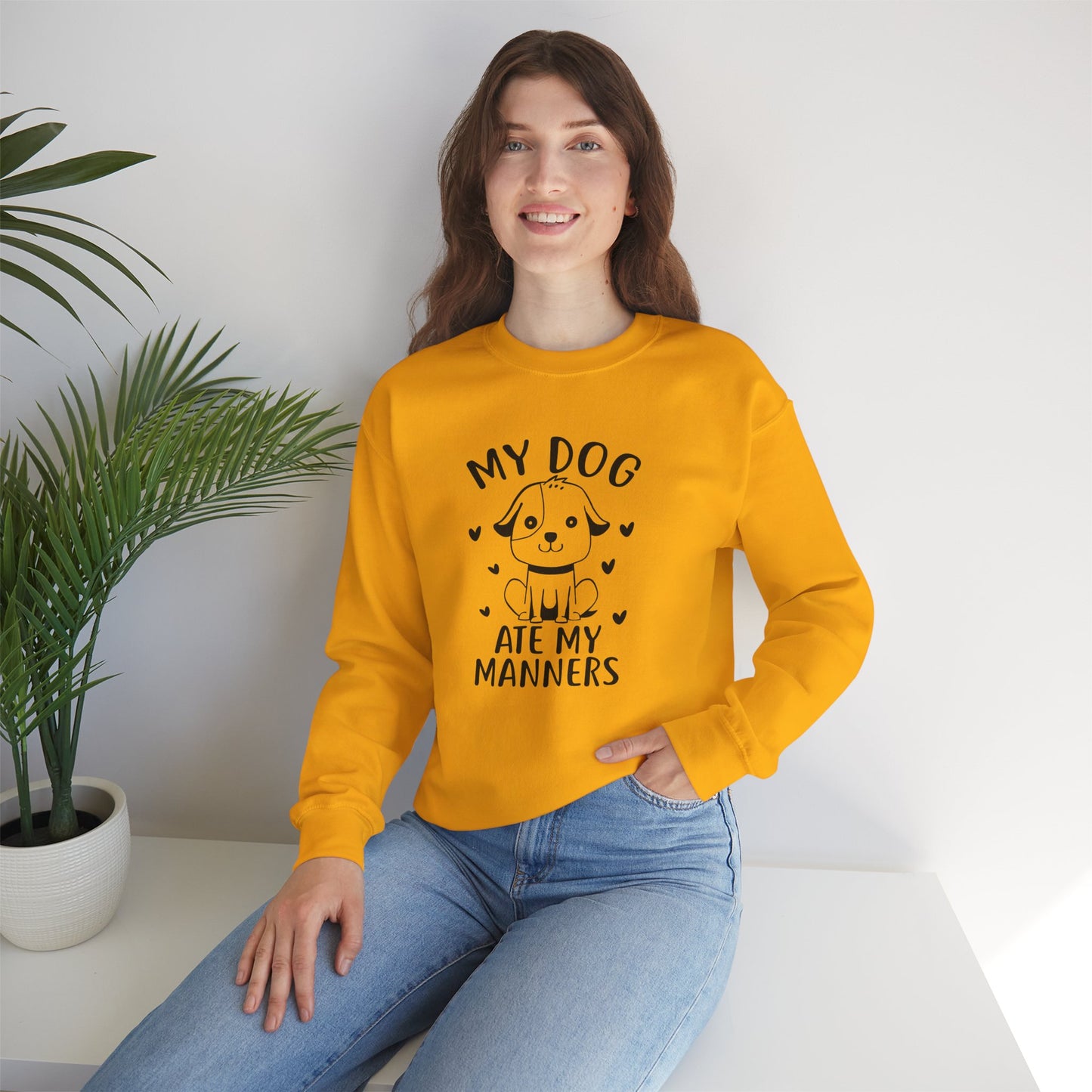 "My Dog Ate My Manners" Funny Sweatshirt