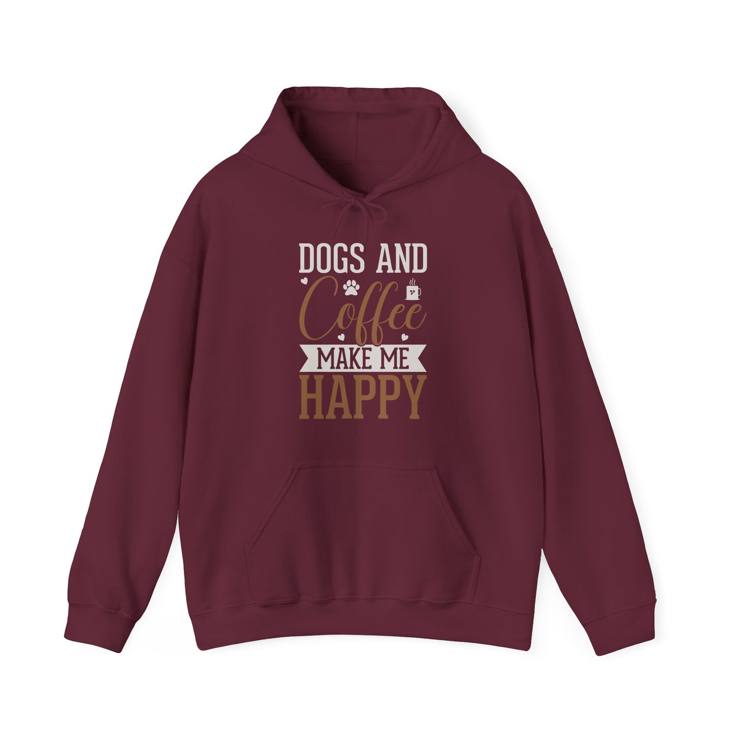 “Dogs and Coffee Make Me Happy” Unisex Hoodie – Cozy Dog Lover & Coffee Addict Sweatshirt