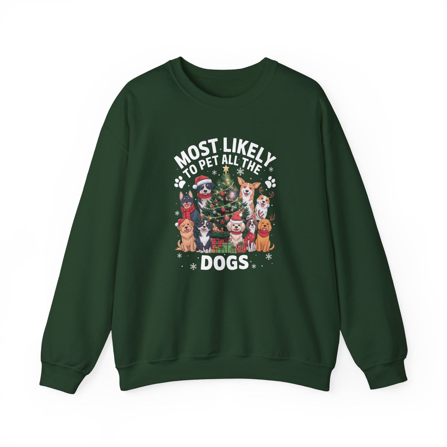 Most Likely to Pet All the Dogs Christmas Unisex Sweatshirt