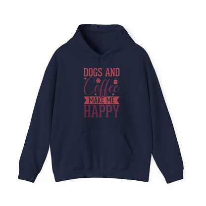 “Dogs and Coffee Make Me Happy” Unisex Hoodie – Cozy Dog Lover & Coffee Addict Sweatshirt