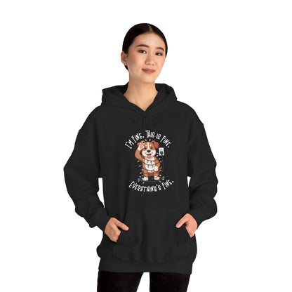I'm Fine This Is Fine Dog Christmas Lights Hoodie