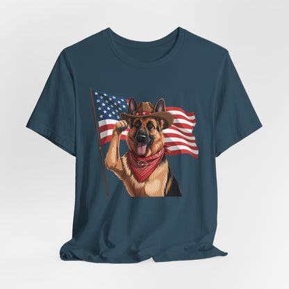 Stars, Stripes & Shepherds Tee – Cowboy Canine Patriot