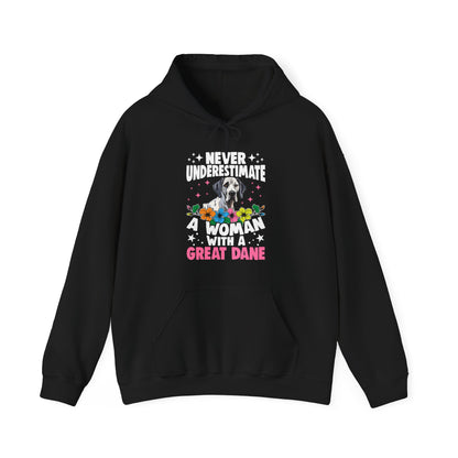 Woman With A Great Dane Hoodie | Funny Floral Dog Mom Gift