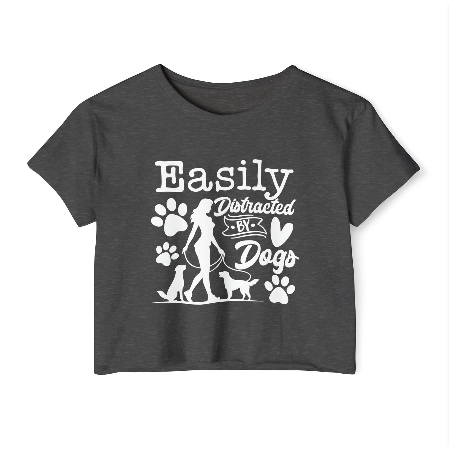 Easily Distracted by Dogs Crop Top – Cute Dog Lover Graphic Tee
