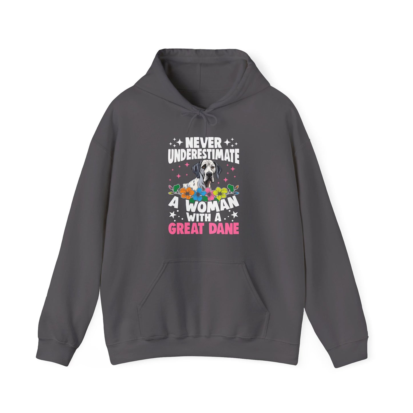 Woman With A Great Dane Hoodie | Funny Floral Dog Mom Gift
