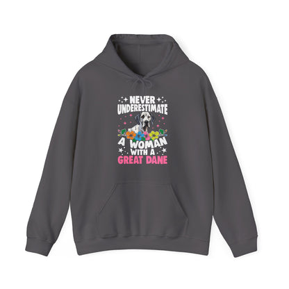 Woman With A Great Dane Hoodie | Funny Floral Dog Mom Gift