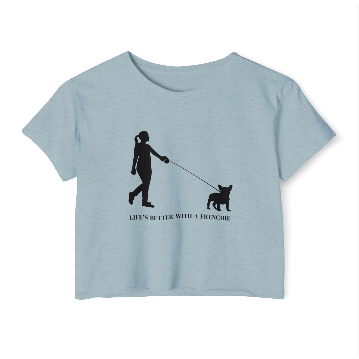 Woman and Her Frenchie Crop Top  Tee