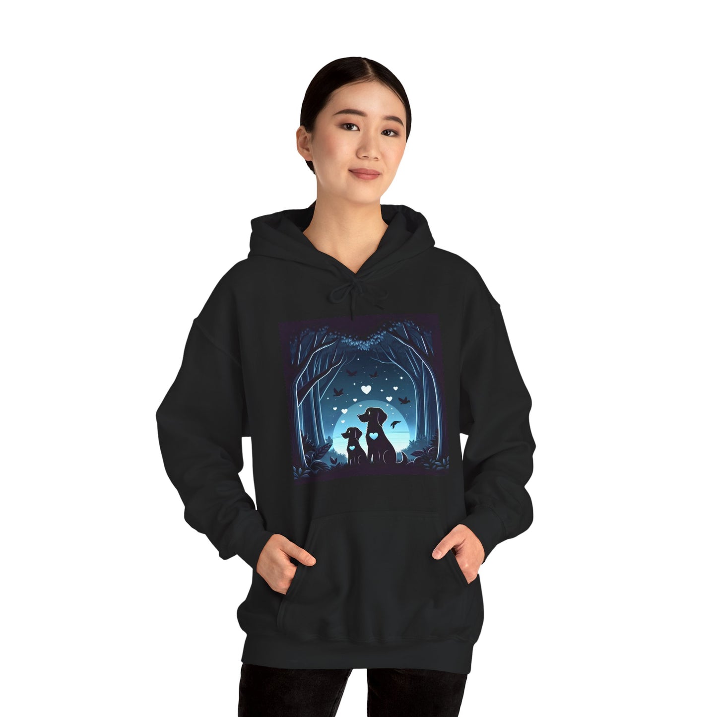 Dog Love in the Moonlight - Forest Unisex Hoodie