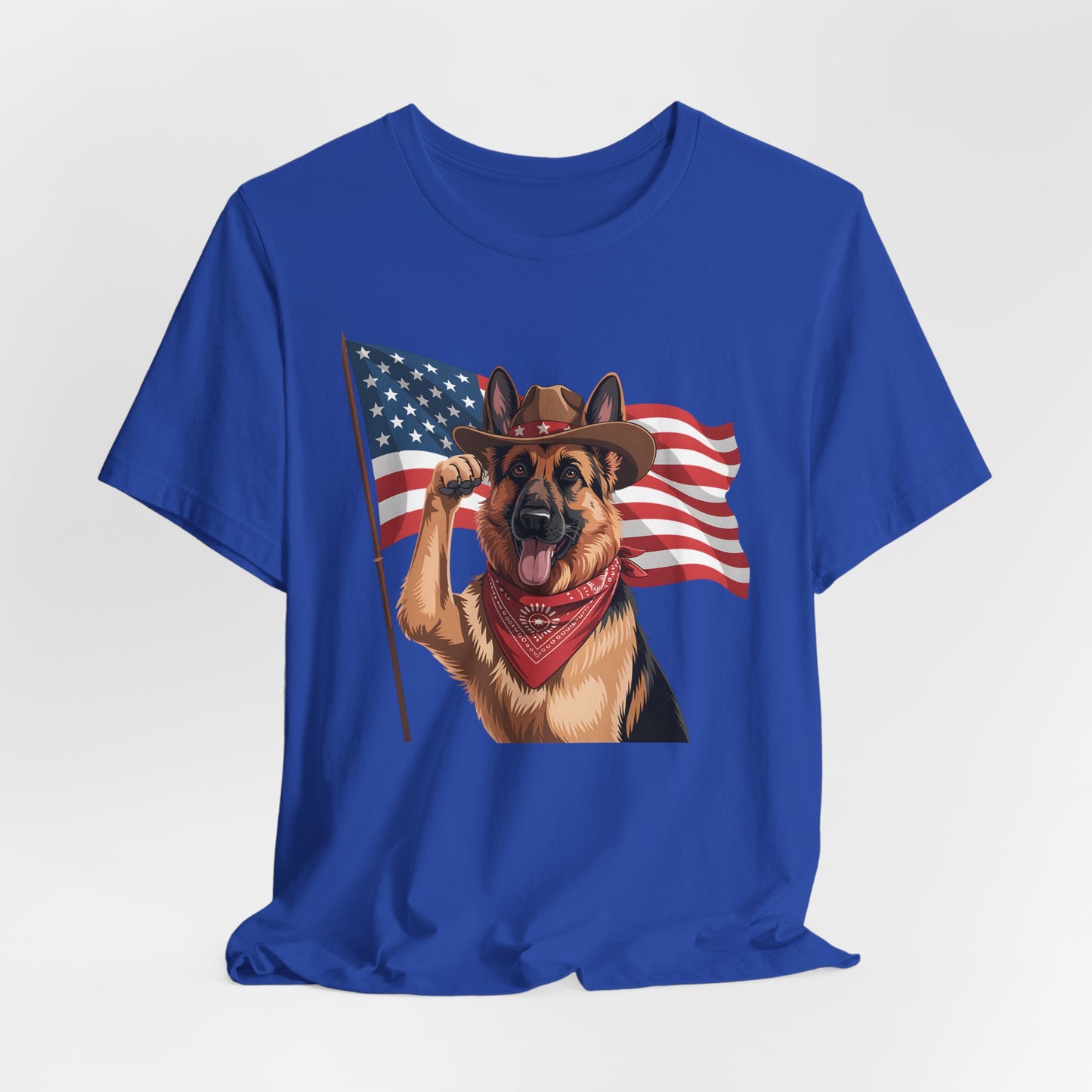 Stars, Stripes & Shepherds Tee – Cowboy Canine Patriot