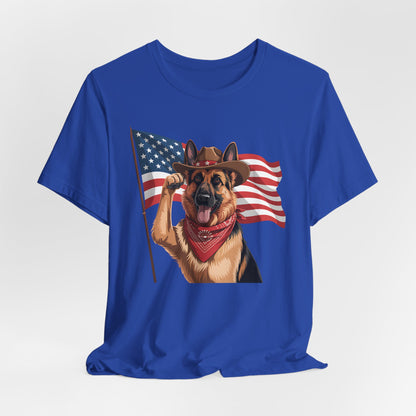 Stars, Stripes & Shepherds Tee – Cowboy Canine Patriot
