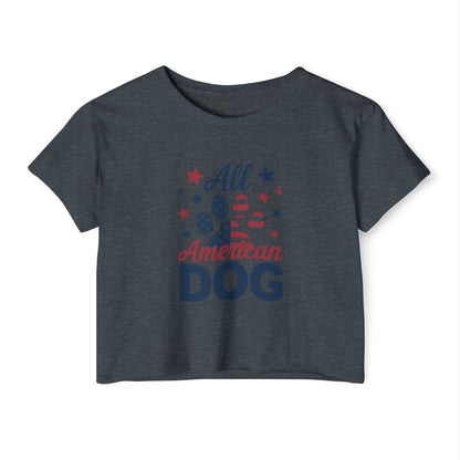 All American Dog Crop Top – Patriotic 4th of July Pet Lover Tee