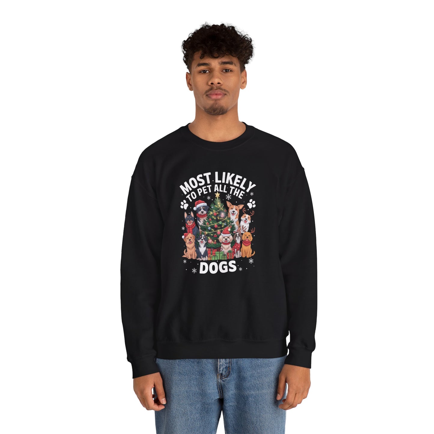 Most Likely to Pet All the Dogs Christmas Unisex Sweatshirt