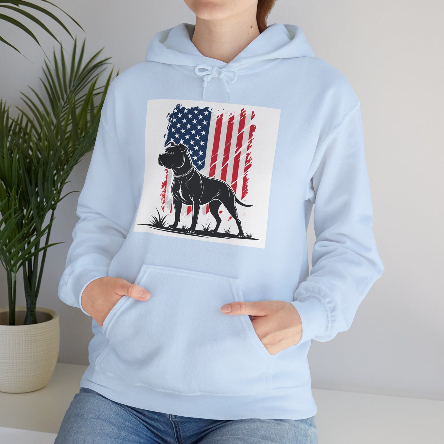 Patriotic Pitbull Unisex Hoodie – American Flag Dog Lover