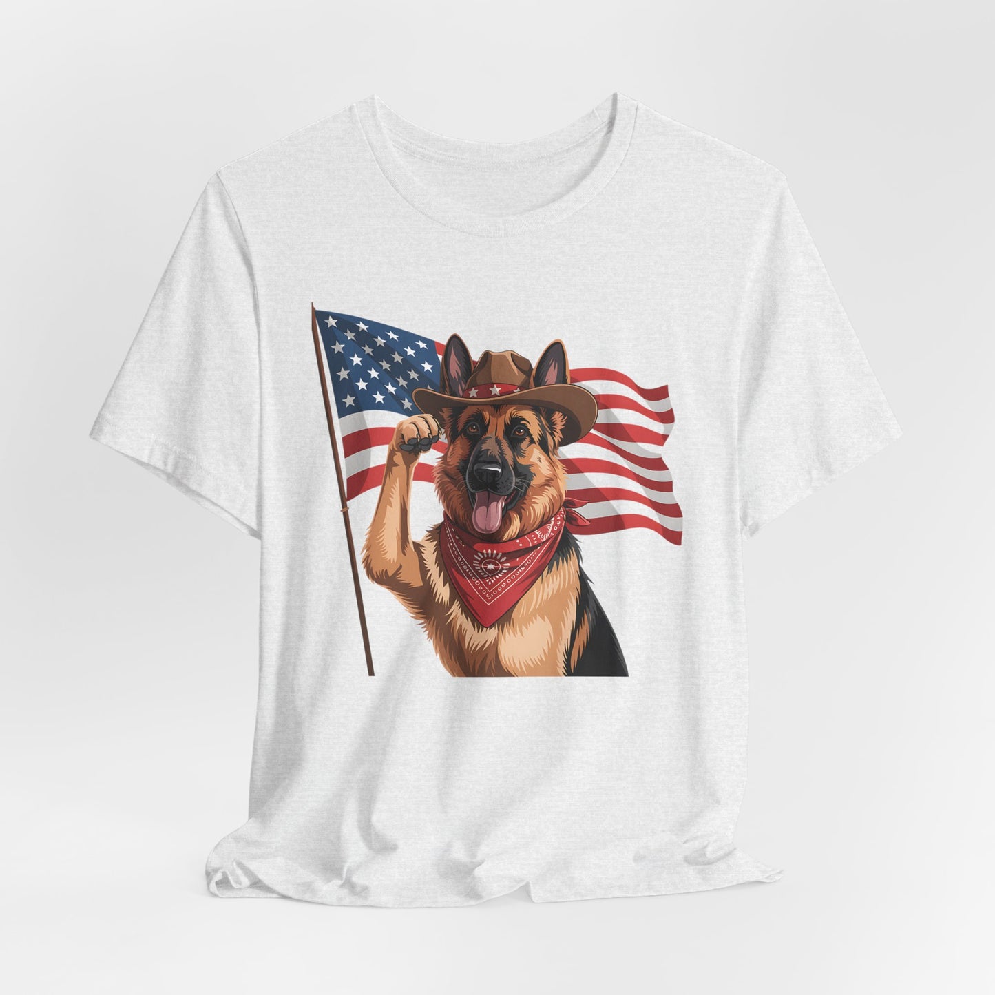 Stars, Stripes & Shepherds Tee – Cowboy Canine Patriot