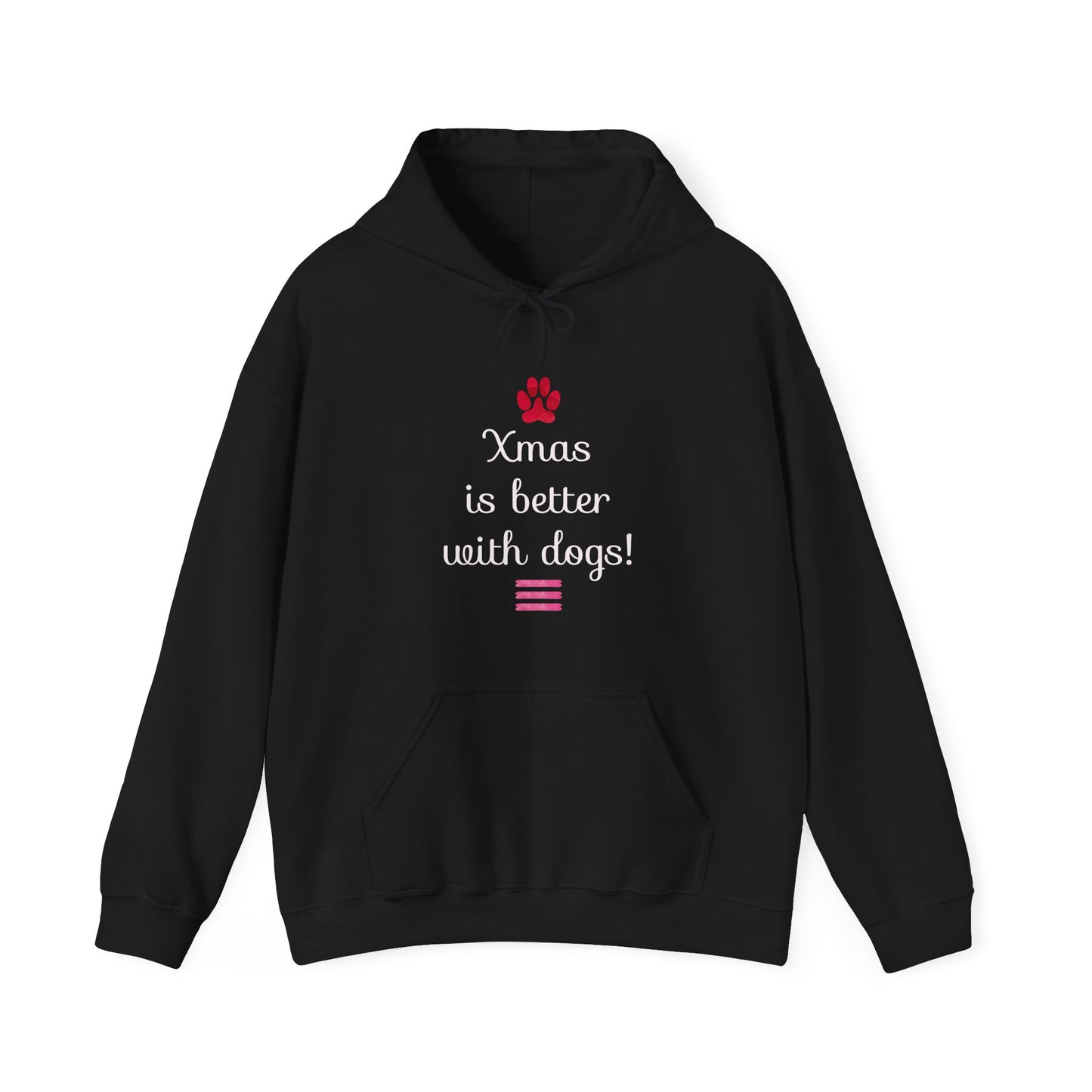 Xmas Is Better with Dogs - Holiday Paw Print Hoodie