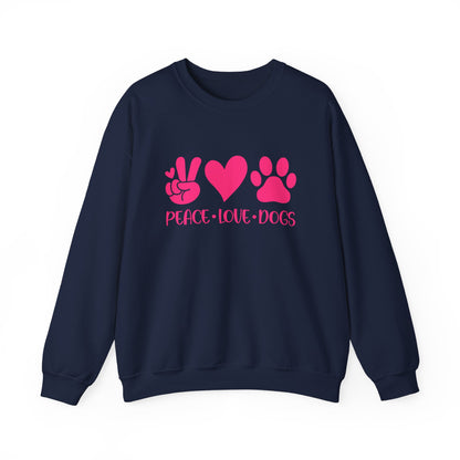 Peace Love Dogs Pink Graphic  Sweatshirt