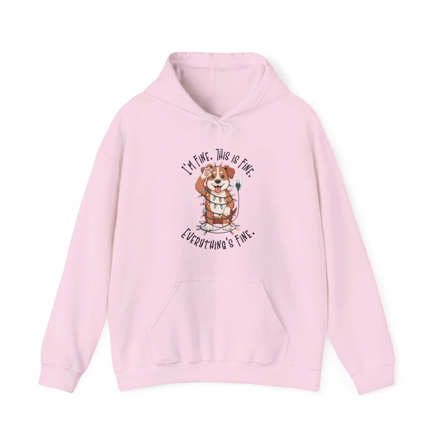 I'm Fine This Is Fine Dog Christmas Lights Hoodie