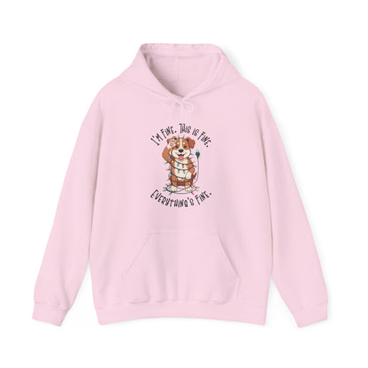 I'm Fine This Is Fine Dog Christmas Lights Hoodie