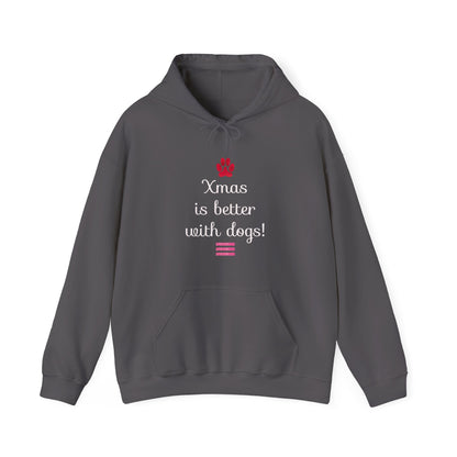 Xmas Is Better with Dogs - Holiday Paw Print Hoodie