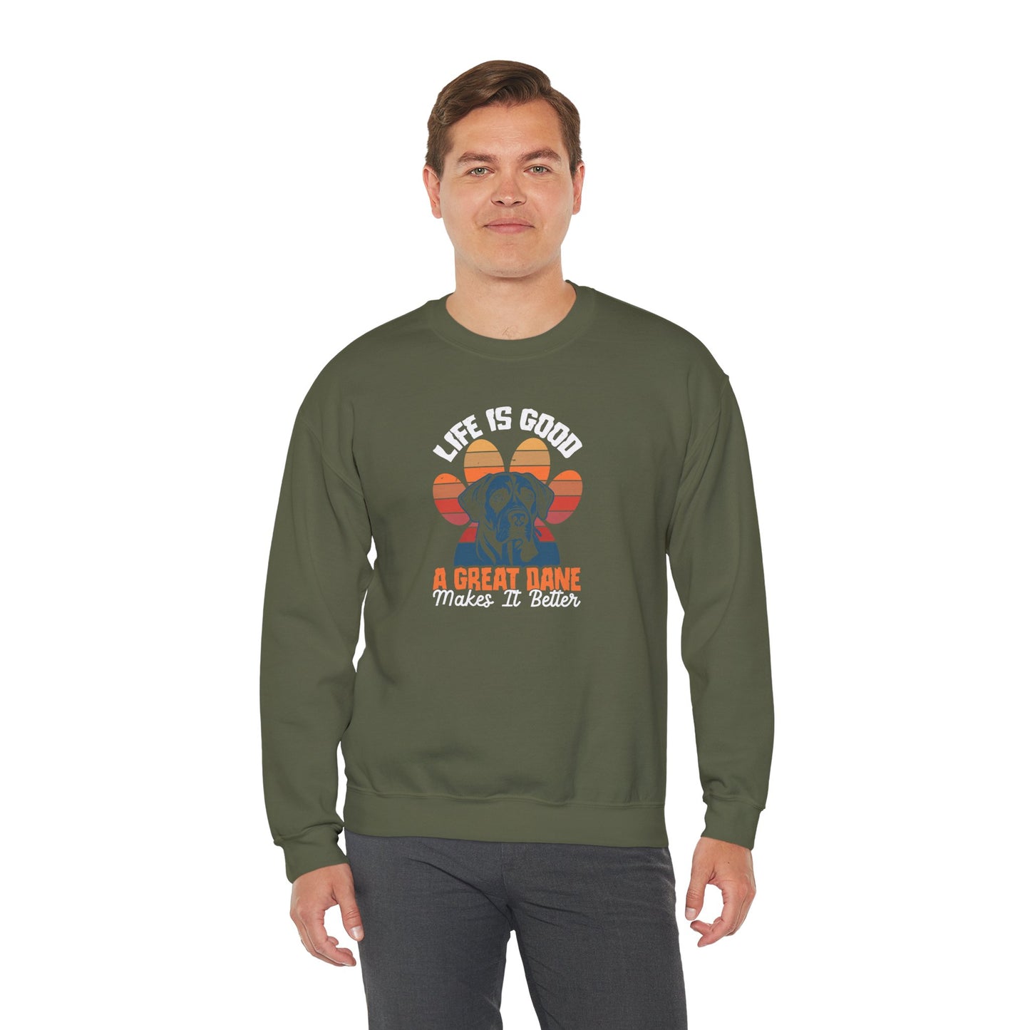 Great Dane Life Sweatshirt | Retro Sunset Dog Lover Gift