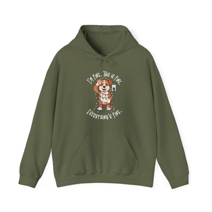 I'm Fine This Is Fine Dog Christmas Lights Hoodie