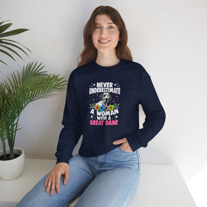 Woman With A Great Dane Sweatshirt | Funny Floral Dog Mom Gift