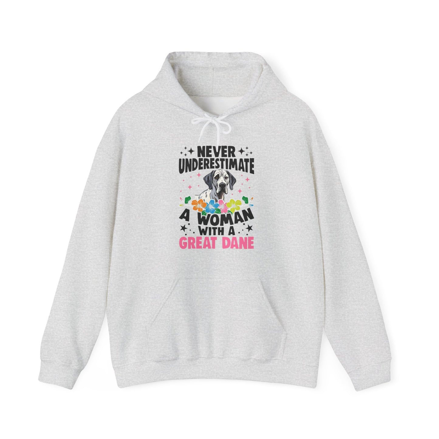 Woman With A Great Dane Hoodie | Funny Floral Dog Mom Gift
