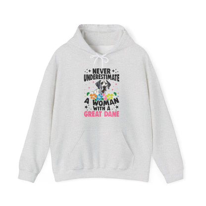 Woman With A Great Dane Hoodie | Funny Floral Dog Mom Gift