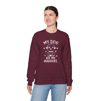 "My Dog Ate My Manners" Funny Sweatshirt