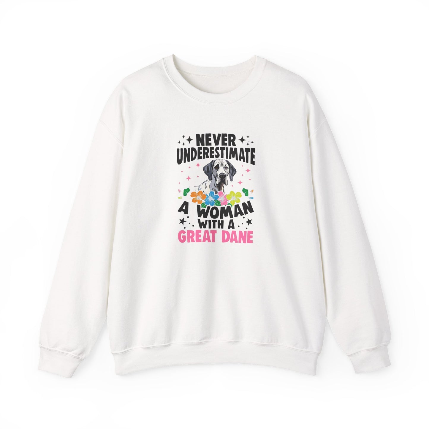 Woman With A Great Dane Sweatshirt | Funny Floral Dog Mom Gift