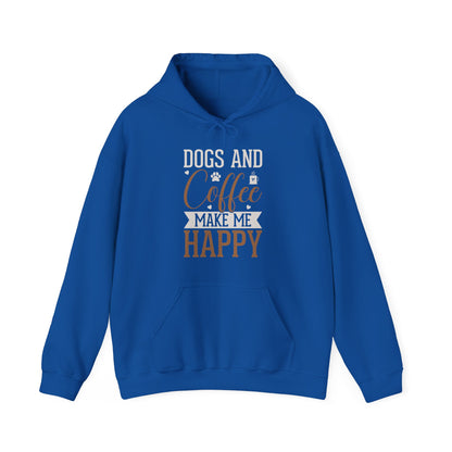 “Dogs and Coffee Make Me Happy” Unisex Hoodie – Cozy Dog Lover & Coffee Addict Sweatshirt