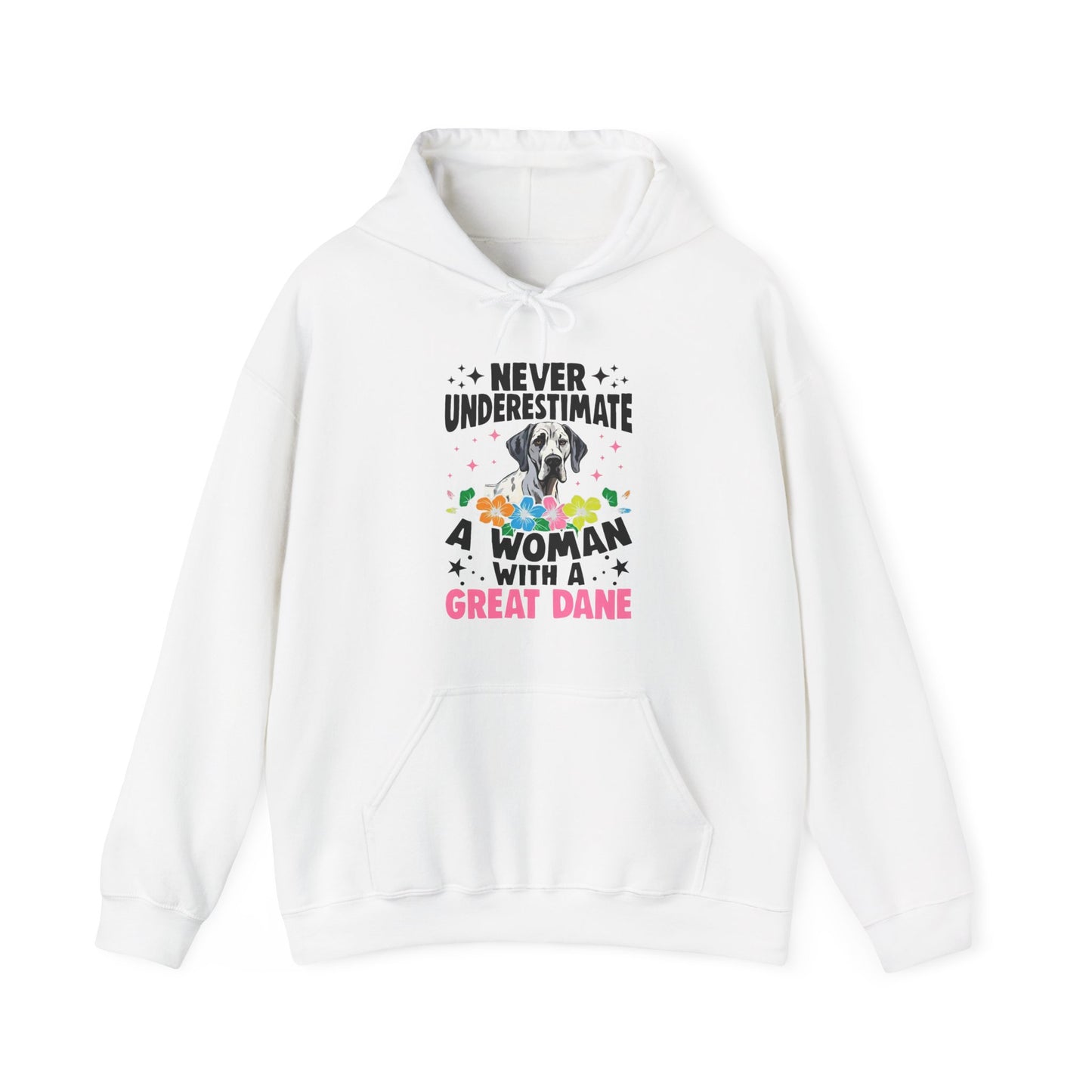 Woman With A Great Dane Hoodie | Funny Floral Dog Mom Gift