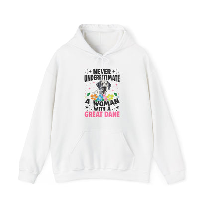 Woman With A Great Dane Hoodie | Funny Floral Dog Mom Gift