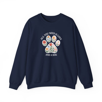 All You Need Is Love & A Dog | Floral Paw Print Sweatshirt