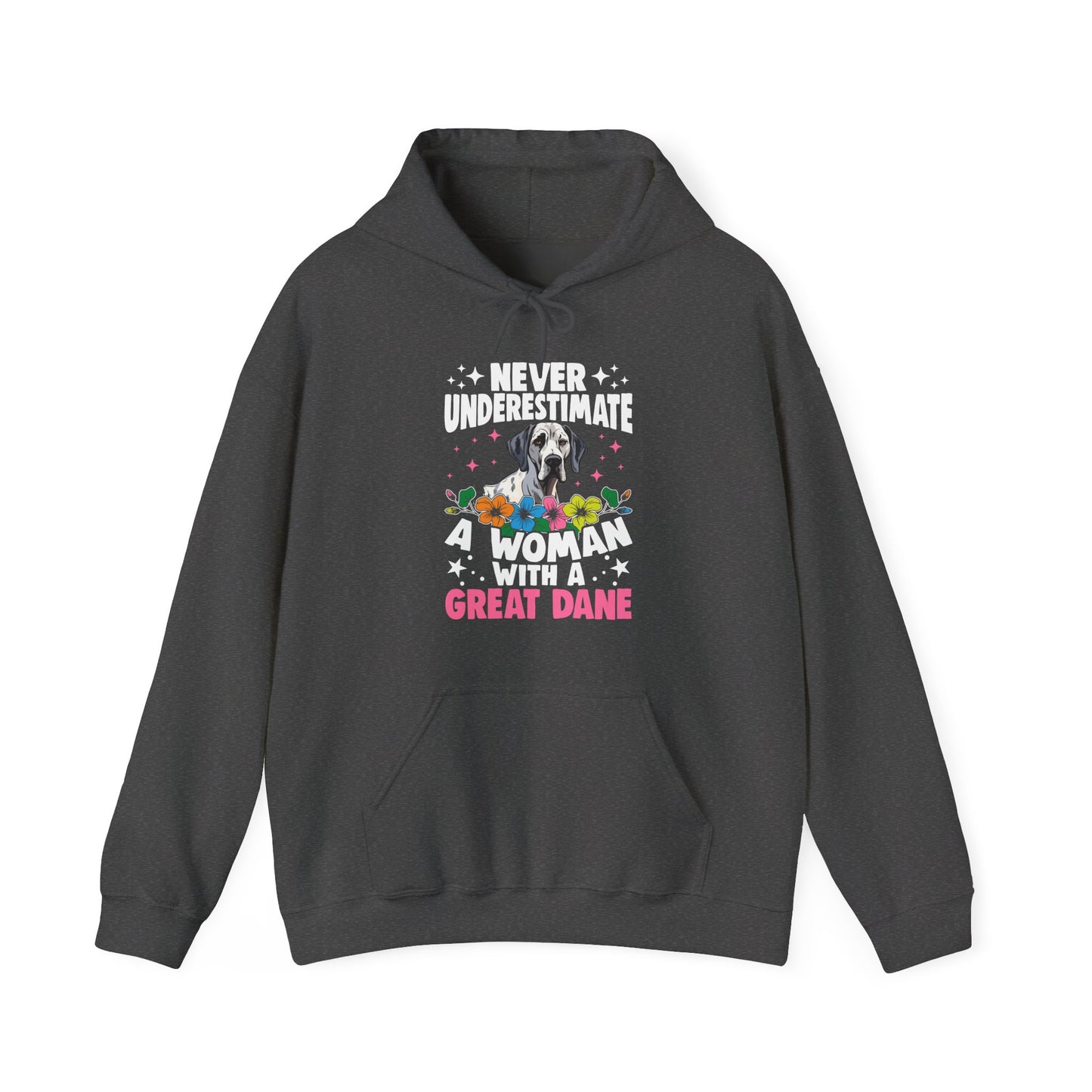 Woman With A Great Dane Hoodie | Funny Floral Dog Mom Gift