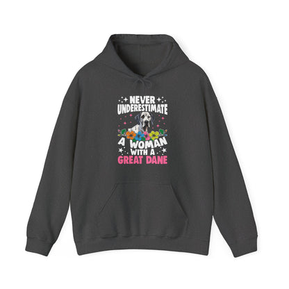 Woman With A Great Dane Hoodie | Funny Floral Dog Mom Gift