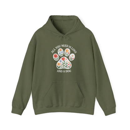 All You Need Is Love & A Dog | Floral Paw Print Hoodie