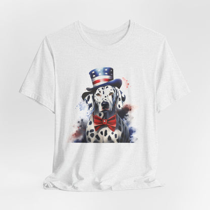 Patriotic Dalmatian in Stars & Stripes Hat – Unisex T-Shirt