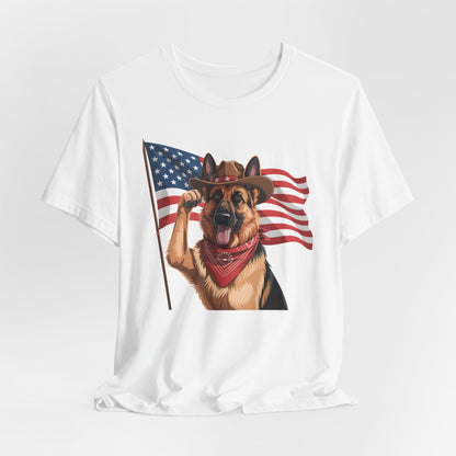 Stars, Stripes & Shepherds Tee – Cowboy Canine Patriot