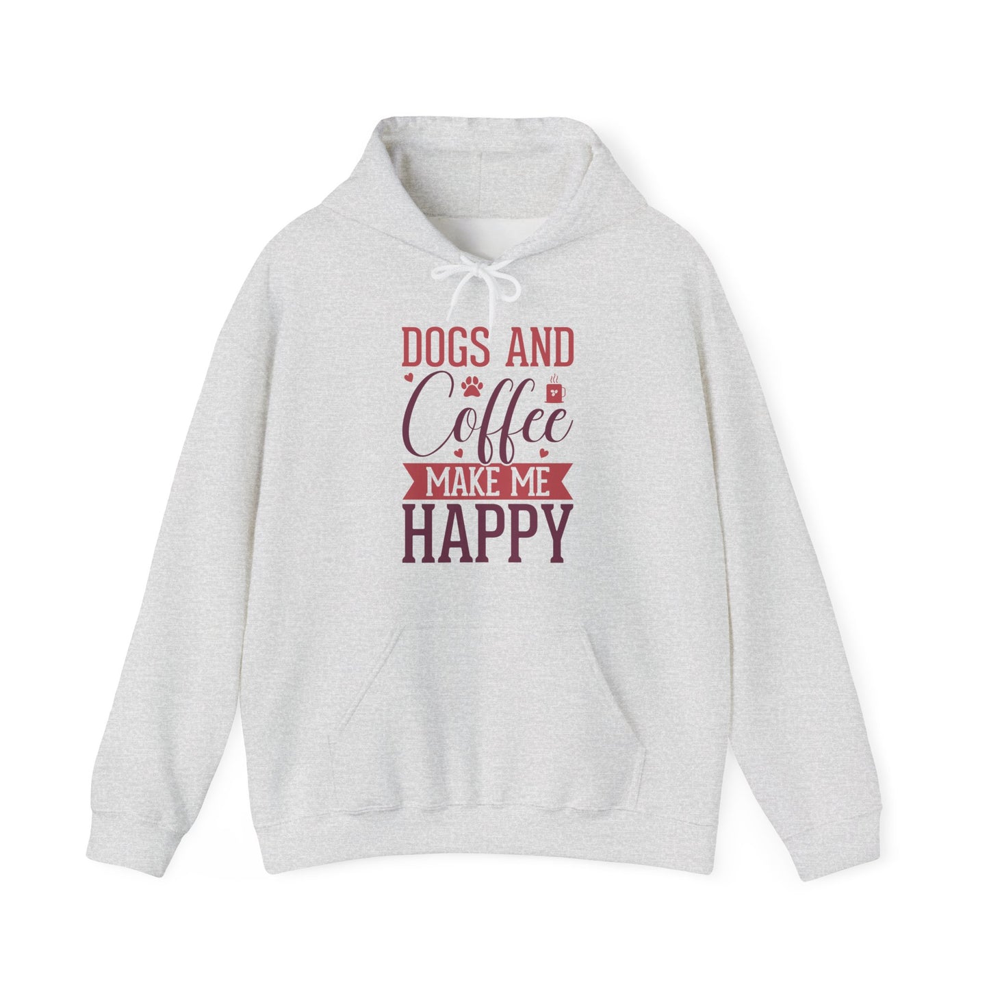 “Dogs and Coffee Make Me Happy” Unisex Hoodie – Cozy Dog Lover & Coffee Addict Sweatshirt