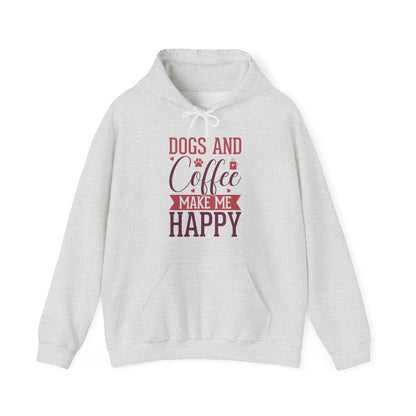 “Dogs and Coffee Make Me Happy” Unisex Hoodie – Cozy Dog Lover & Coffee Addict Sweatshirt