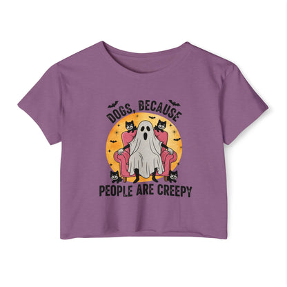 "Dogs Over People" Halloween Ghost Dog Crop Top Tee